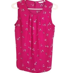 Reitmans Sleeveless Blouse Pink with White Floral Print S